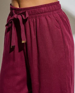 Sets|Linen Blend*Mooloola Elle Hawaii Beach Pants Wine