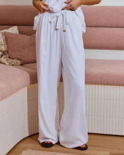 Sets|Linen Blend*Mooloola Elle Hawaii Beach Pants White