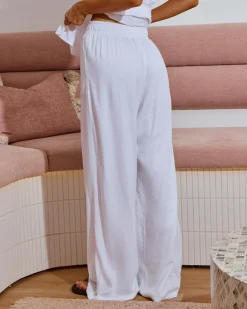 Sets|Linen Blend*Mooloola Elle Hawaii Beach Pants White