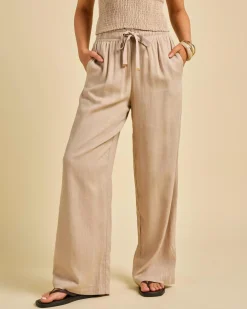 Sets|Linen Blend*Mooloola Elle Hawaii Beach Pants Mushroom