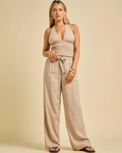 Sets|Linen Blend*Mooloola Elle Hawaii Beach Pants Mushroom