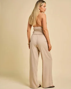 Sets|Linen Blend*Mooloola Elle Hawaii Beach Pants Mushroom