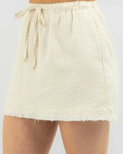 Bottoms*Mooloola Ellie Skirt Beige Check