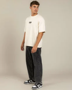 Tops & T-Shirts*Thrills Embro Box Fit Oversize Cropped T-Shirt Unbleached
