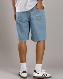 Denim|Shorts & Bottoms*S-Double Embroidered Denim Shorts Mid Blue