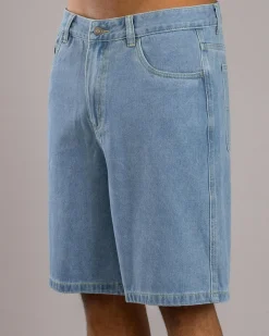 Denim|Shorts & Bottoms*S-Double Embroidered Denim Shorts Mid Blue