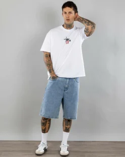 Denim|Shorts & Bottoms*S-Double Embroidered Denim Shorts Fade Wash
