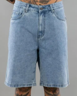 Denim|Shorts & Bottoms*S-Double Embroidered Denim Shorts Fade Wash