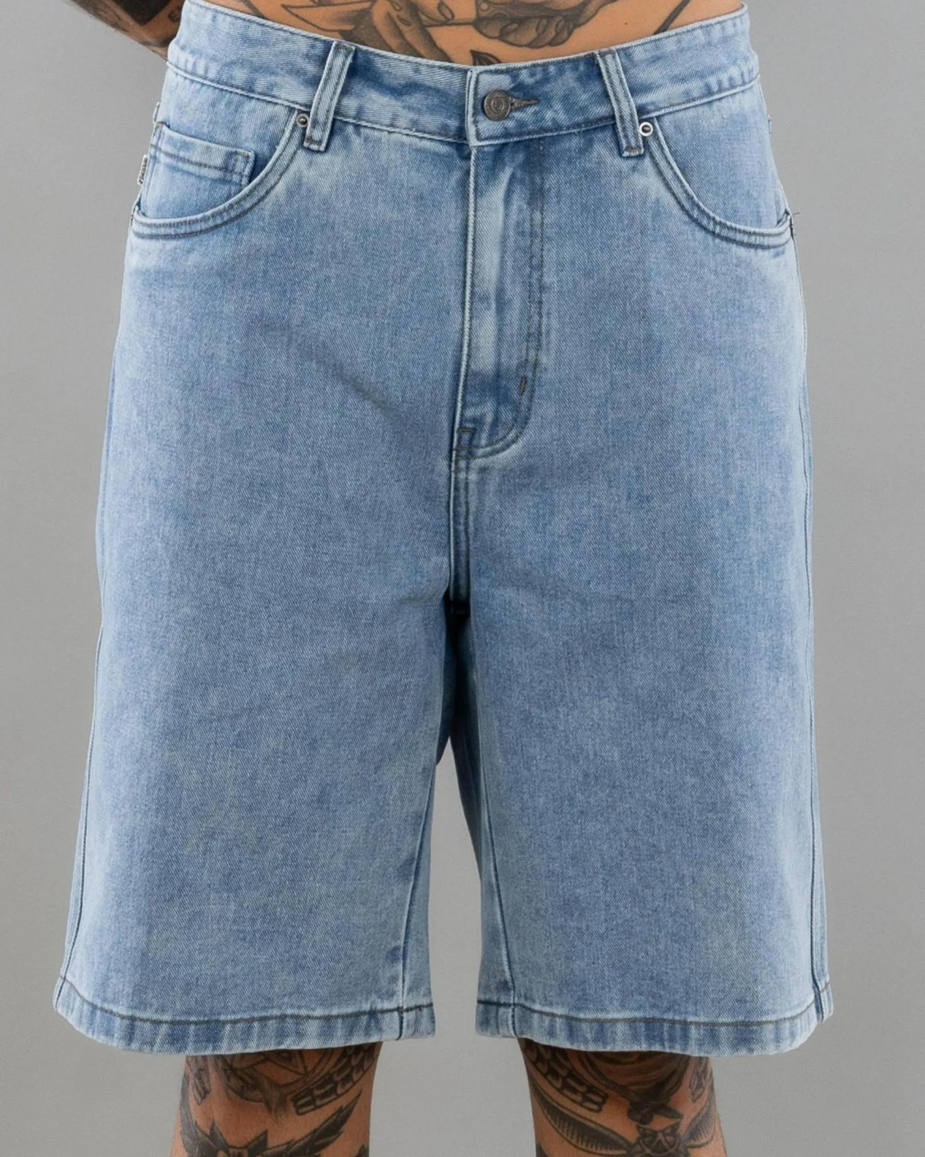 Denim|Shorts & Bottoms*S-Double Embroidered Denim Shorts Fade Wash