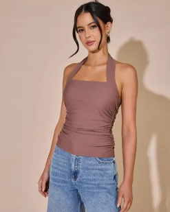 Tops*Gigi & Ella Emelia Halter Top Brown