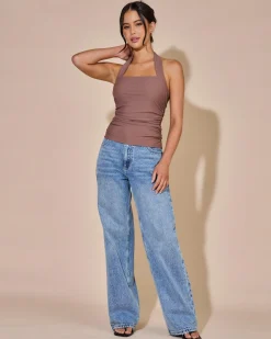 Tops*Gigi & Ella Emelia Halter Top Brown