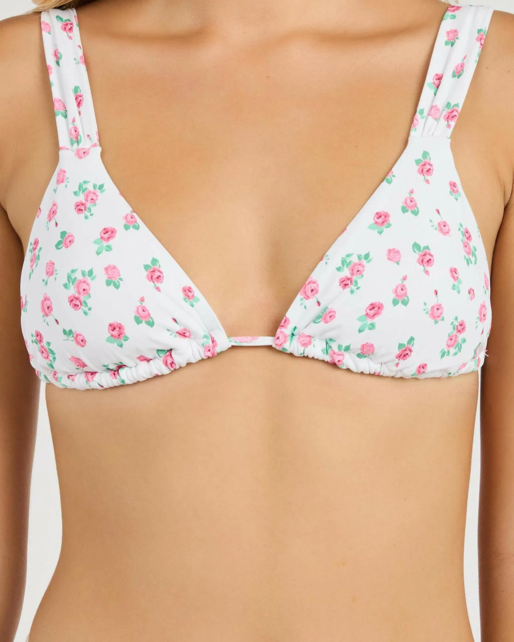 Bikinis*Kaiami Emily Triangle Bikini Top White/pink
