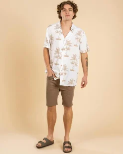Tops & T-Shirts*Lucid Escapade Short Sleeve Shirt Tan - White