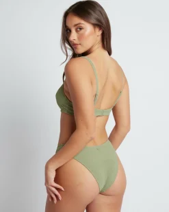 Bikinis*Roxy Essaouira Underwire D Cup Bikini Top Oil Green