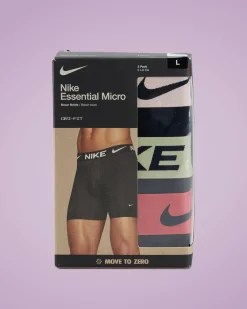 Underwear & Sleepwear*Nike Essential Micro Boxer Brief 3 Pack Black - Washed Coral/olive Aura/adobe Wb