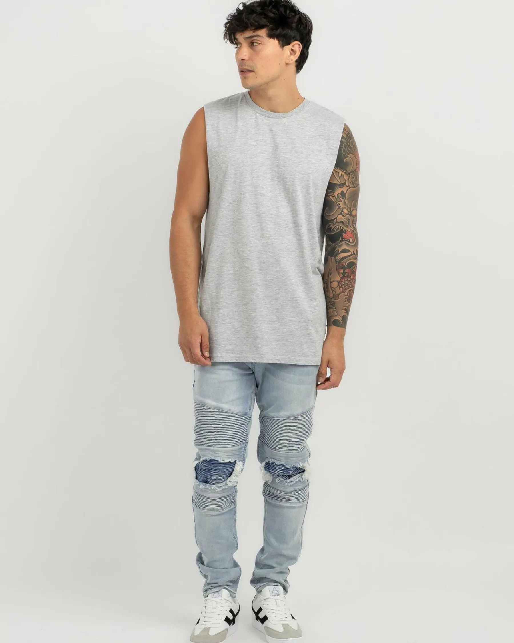 Tops & T-Shirts*Lucid Essential Muscle Tank Light Grey Heather