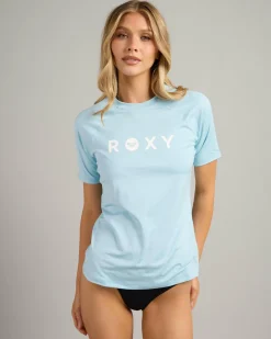 Rash Vests*Roxy Essential Short Sleeve Rash Vest Sky Blue
