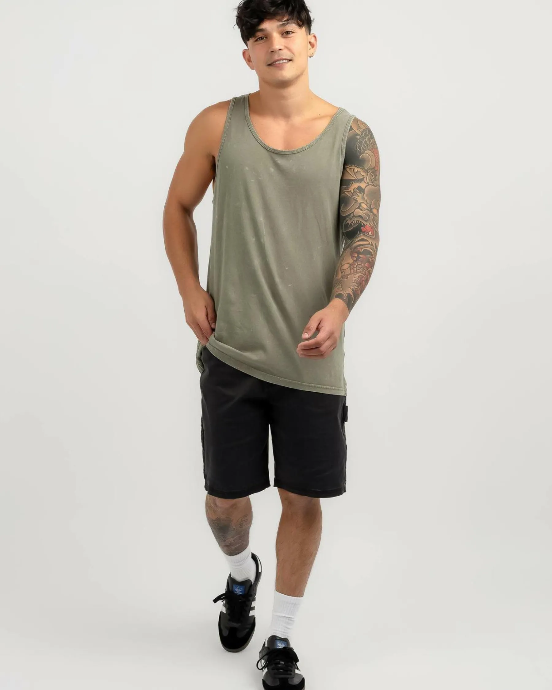 Tops & T-Shirts*Lucid Essential Singlet Olive Wash