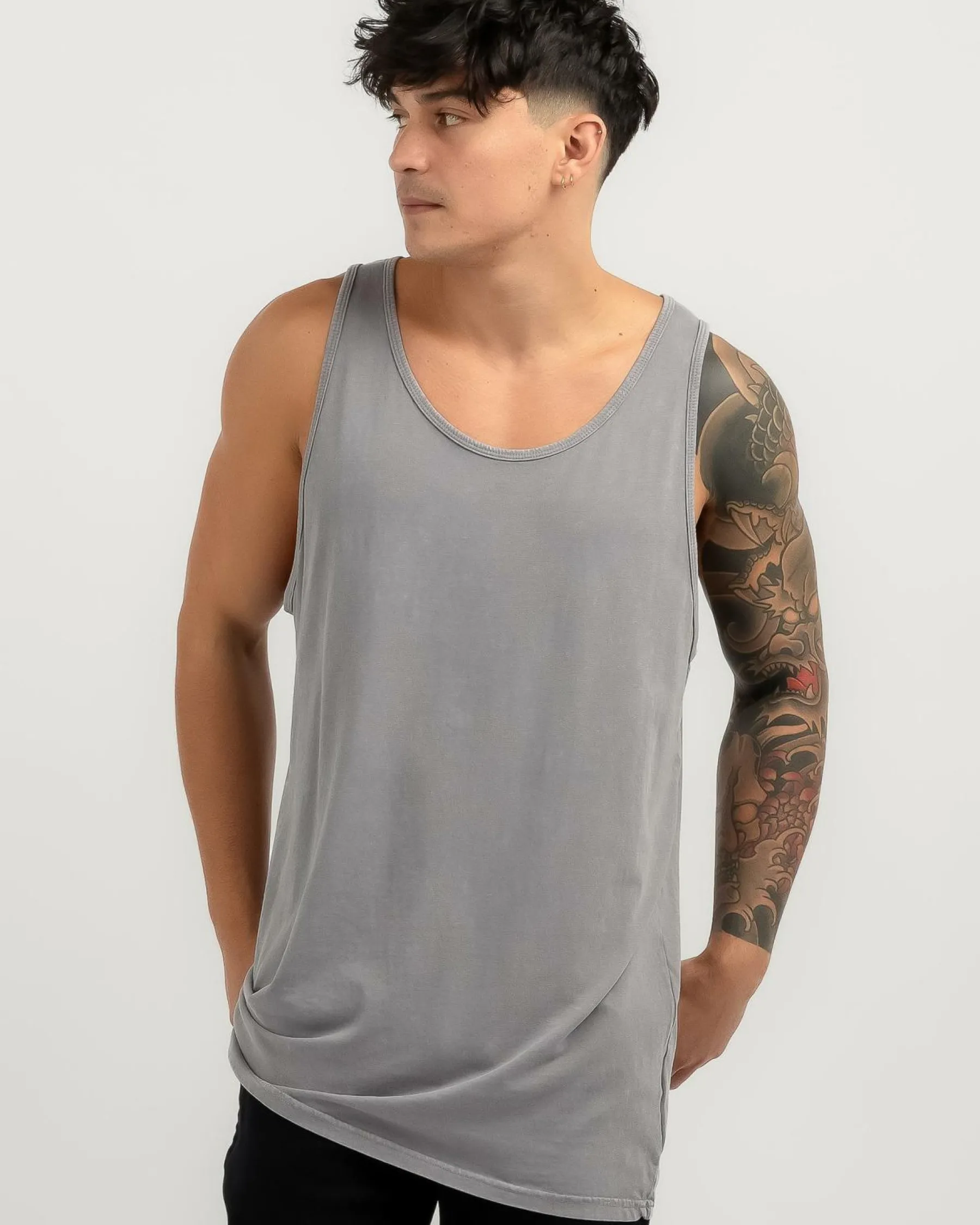 Tops & T-Shirts*Lucid Essential Singlet Grey Wash