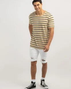 Tops & T-Shirts*Lucid Essential Stripe T-Shirt Tan