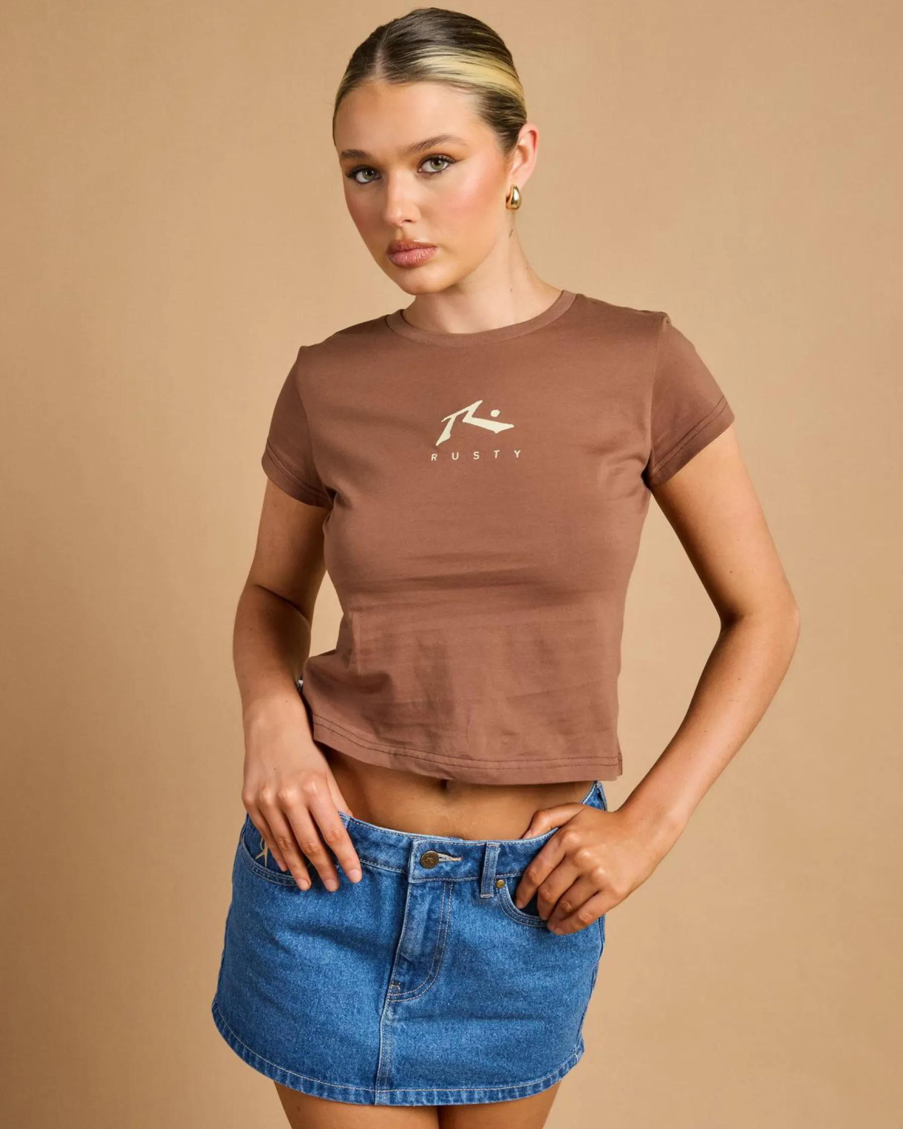 Tops*Rusty Essentials Relaxed Mini T-Shirt Pinecone