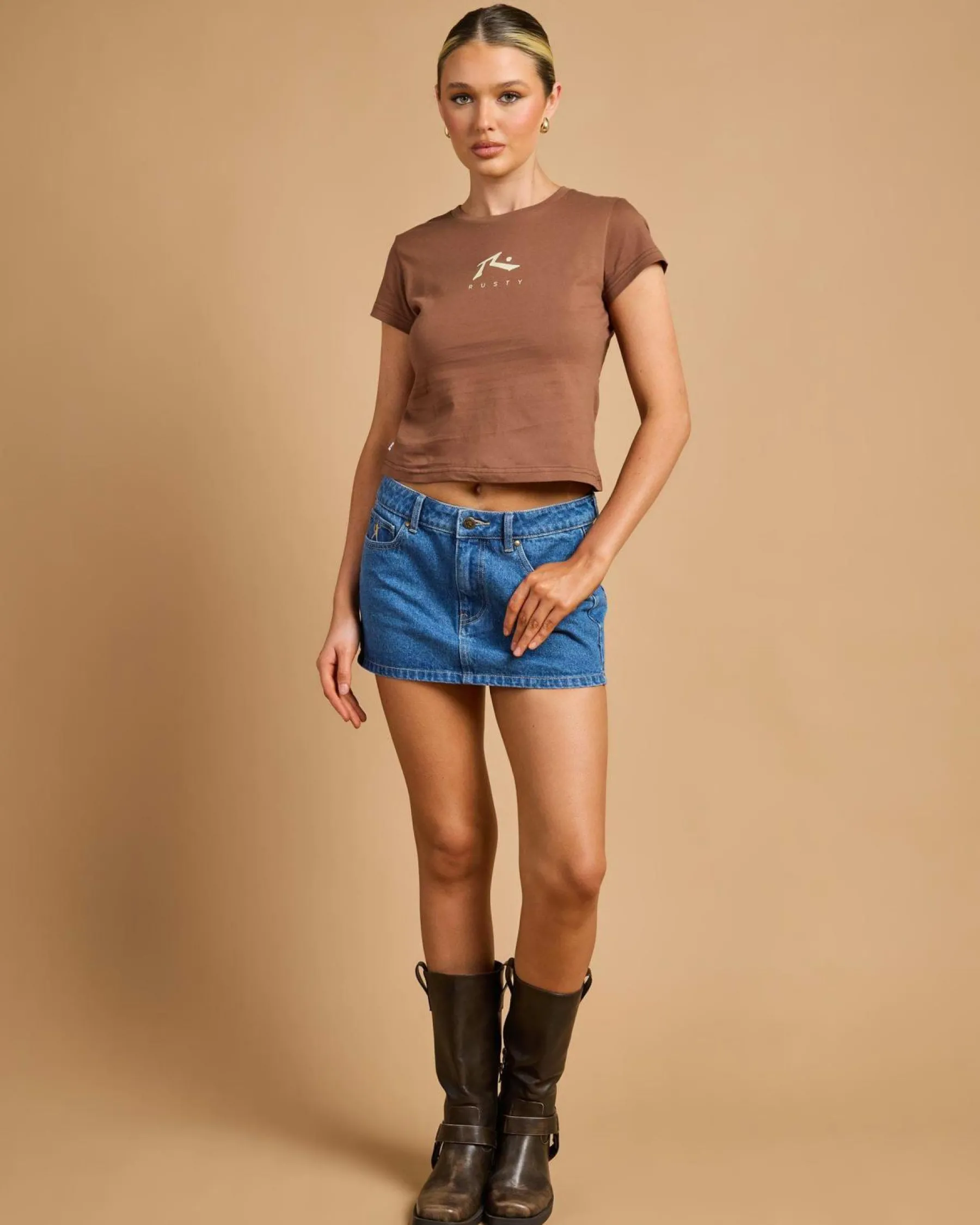 Tops*Rusty Essentials Relaxed Mini T-Shirt Pinecone