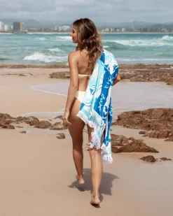 Beach Accessories & Towels*Topanga Euphoria Beach Towel Off White/blue/multi Print