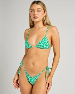 Bikinis*Rhythm Ever Floral Tie Side High Cut Bikini Bottom Green