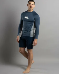 Rashies*Quiksilver Everyday UPF50 Comp Long Sleeve Rash Vest Vintage Indigo