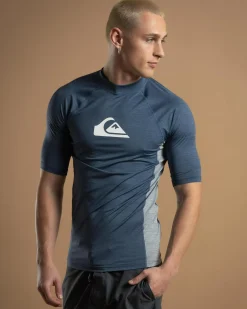 Rashies*Quiksilver Everyday UPF50 Comp Short Sleeve Rash Vest Vintage Indigo