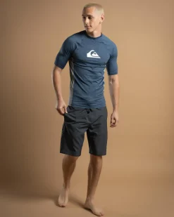Rashies*Quiksilver Everyday UPF50 Comp Short Sleeve Rash Vest Vintage Indigo