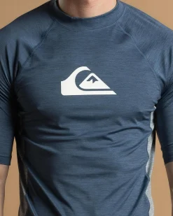 Rashies*Quiksilver Everyday UPF50 Comp Short Sleeve Rash Vest Vintage Indigo