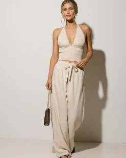 Clearance Evie Hawaii Halter Top Women Sets|Linen Blend