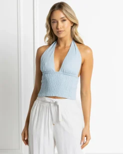 New Evie Hawaii Halter Top Women Sets|Linen Blend