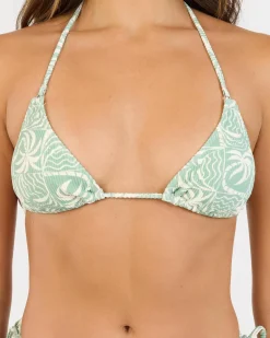Bikinis*RVCA Exotica Halter Sliding Triangle Bikini Top Granite Green