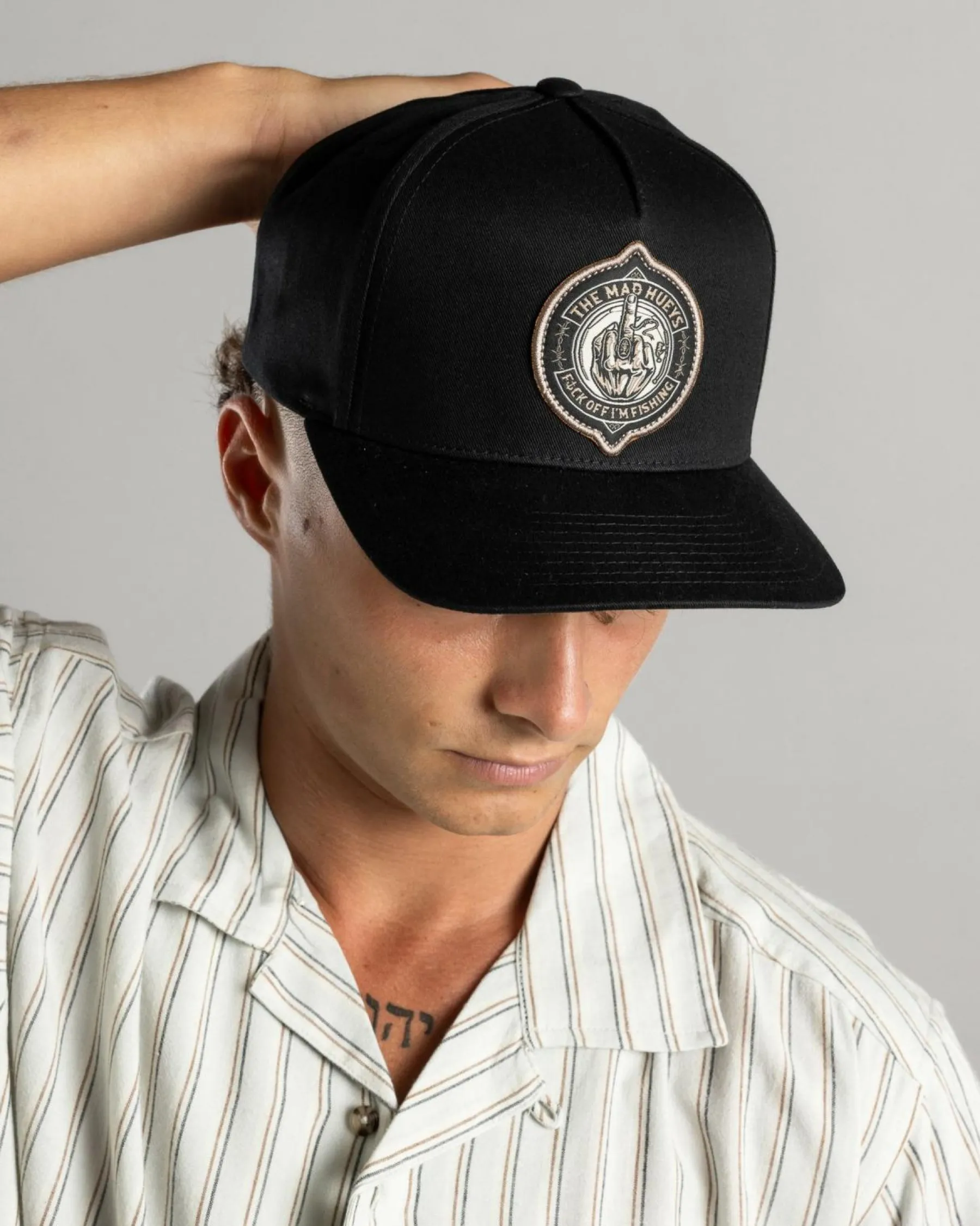 Headwear*The Mad Hueys Fk Off Fish On Snapback Cap Black