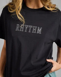 Tops*Rhythm Flagship Boyfriend T-Shirt Black