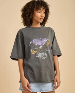 Tops*Thrills Flight Risk Oversized T-Shirt Merch Black