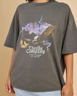 Tops*Thrills Flight Risk Oversized T-Shirt Merch Black