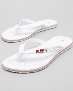Flip Flops*Rusty Flippin' Thongs White/ Rose Gold Glitter
