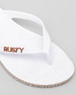 Flip Flops*Rusty Flippin' Thongs White/ Rose Gold Glitter