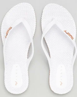 Flip Flops*Rusty Flippin' Thongs White/ Rose Gold Glitter