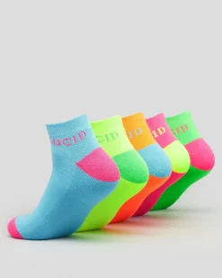 New Fluro Ankle Socks 5 Pack Socks