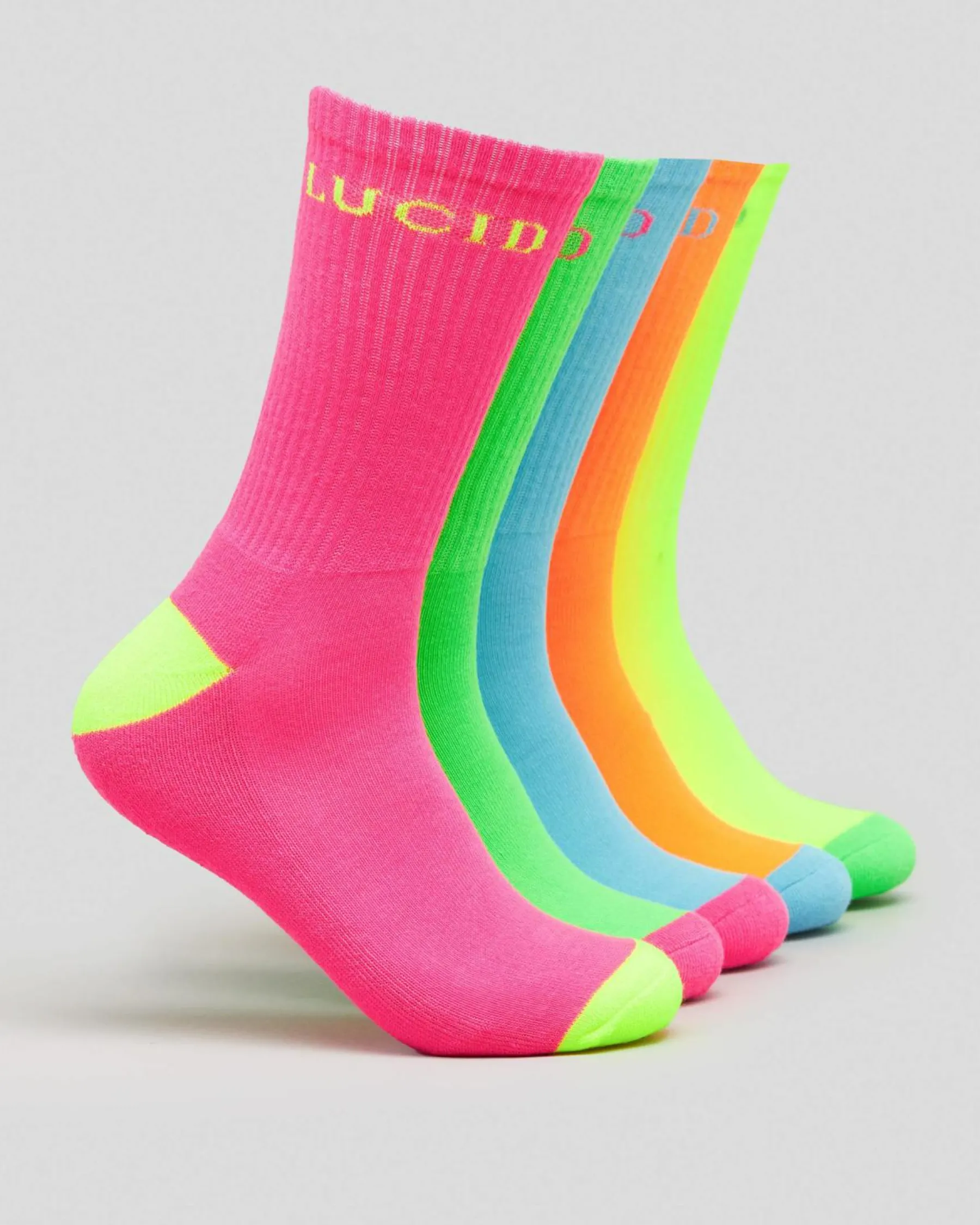 New Fluro Crew Socks 5 Pack Socks