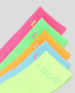 New Fluro Crew Socks 5 Pack Socks