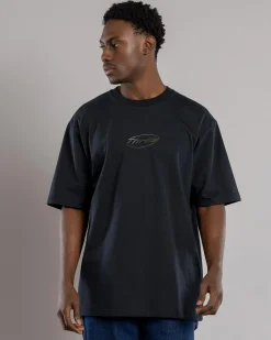 Tops & T-Shirts*Thrills Fortune Favors Embro Oversize Fit T-Shirt Washed Black