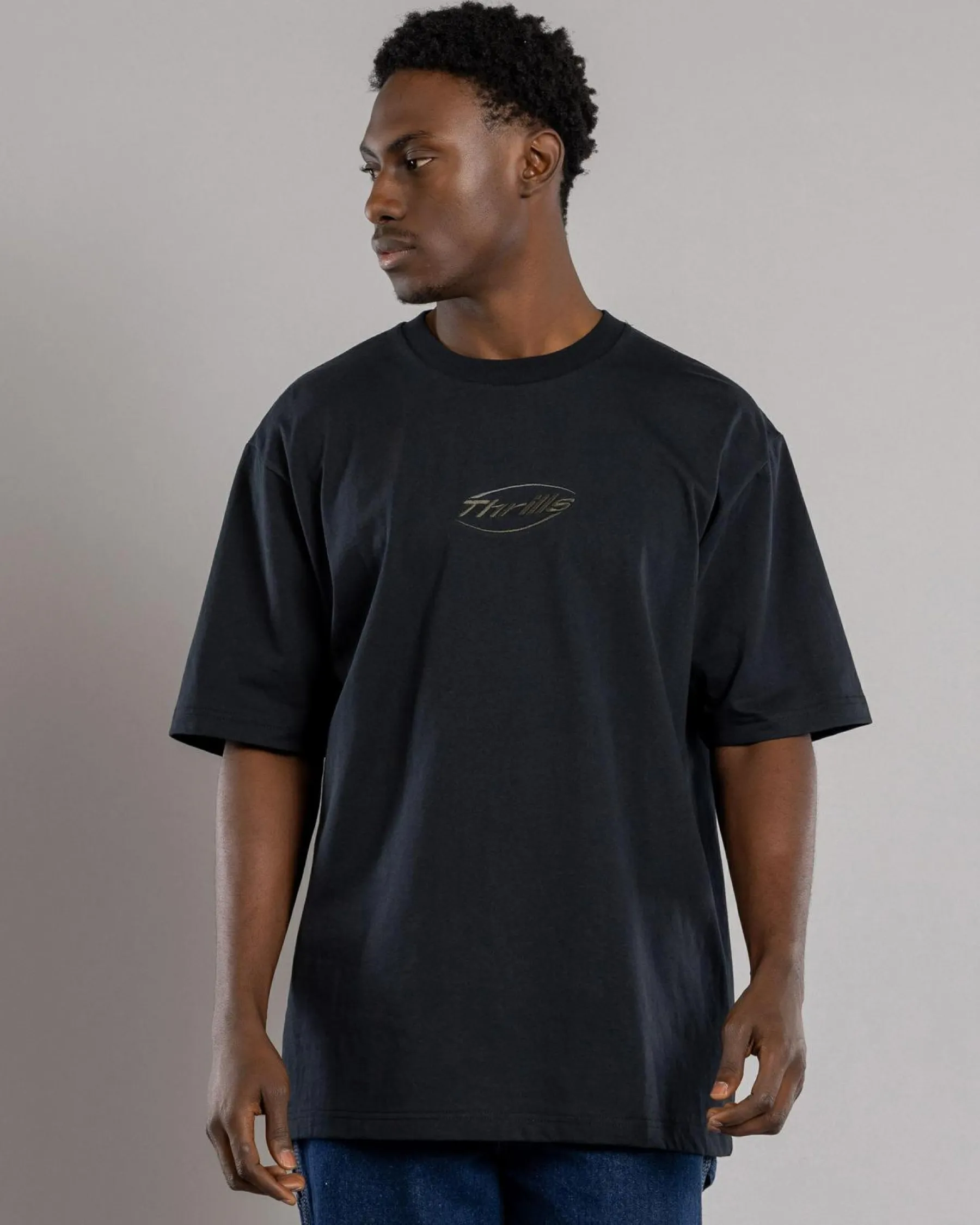 Tops & T-Shirts*Thrills Fortune Favors Embro Oversize Fit T-Shirt Washed Black
