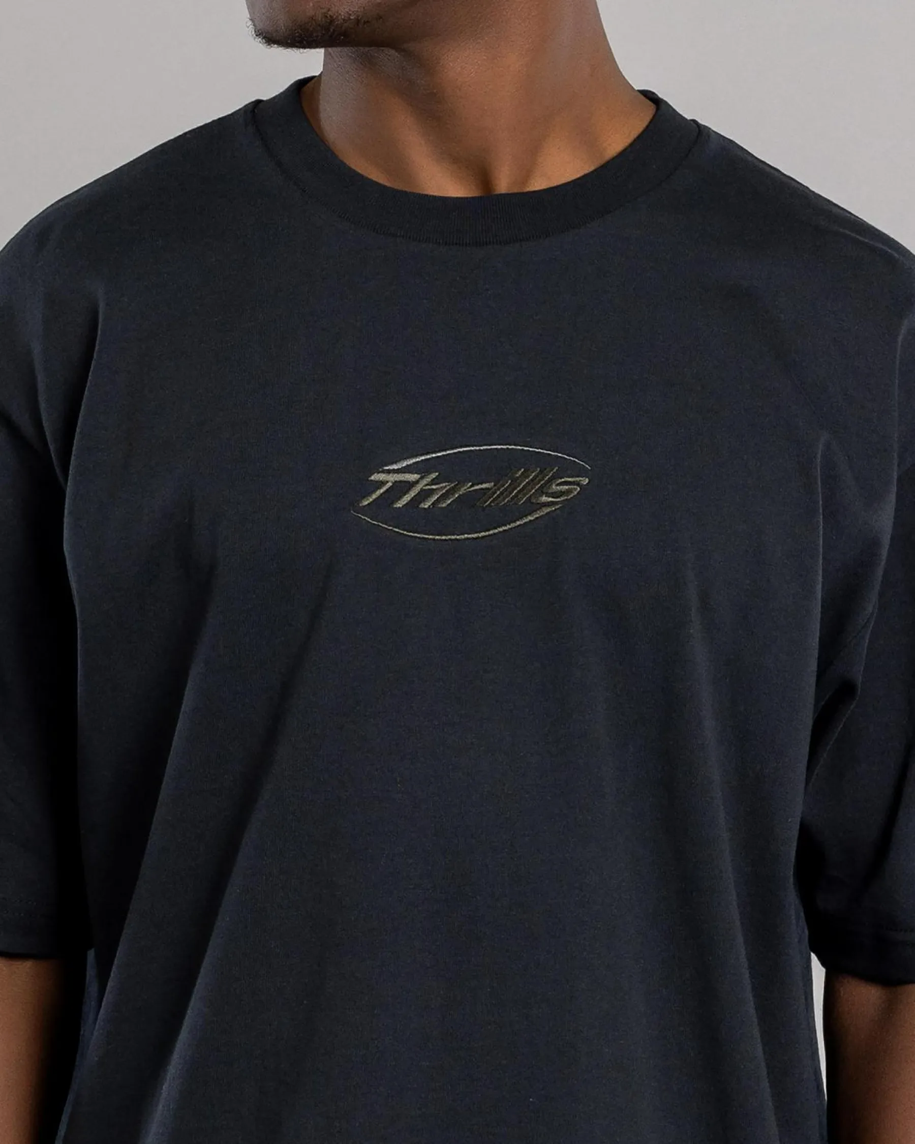 Tops & T-Shirts*Thrills Fortune Favors Embro Oversize Fit T-Shirt Washed Black