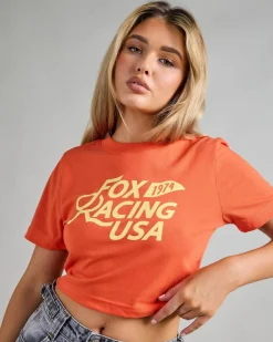 Tops*Fox USA Baby Tee Blood Orange