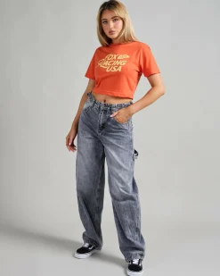 Tops*Fox USA Baby Tee Blood Orange